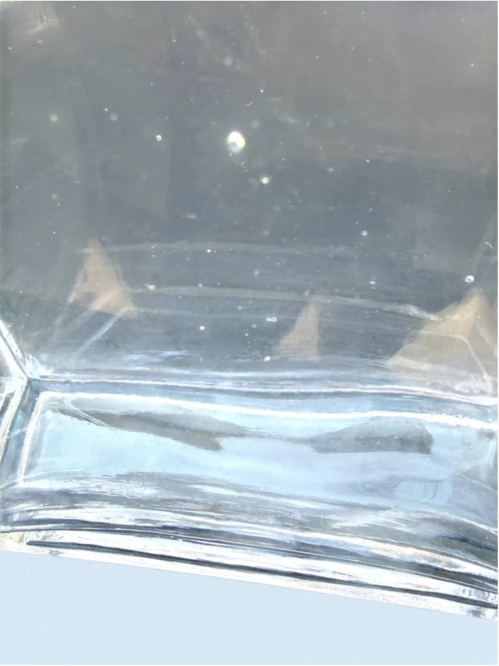 Vintage Clear Glass Vase Rectangular Heavy Thick Glass Bubble Inclusions Geometr